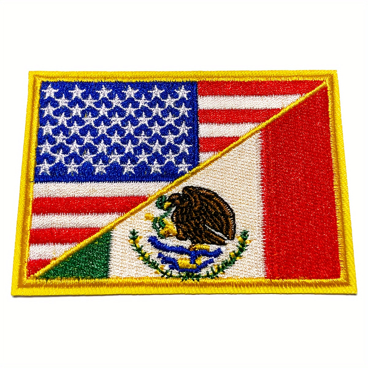 USA & Mexico Flag Patch Embroidered Applique Iron On Sew On Emblem