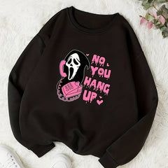 Skull & Letter Print Sweatshirt Crew Neck Casual Women's
