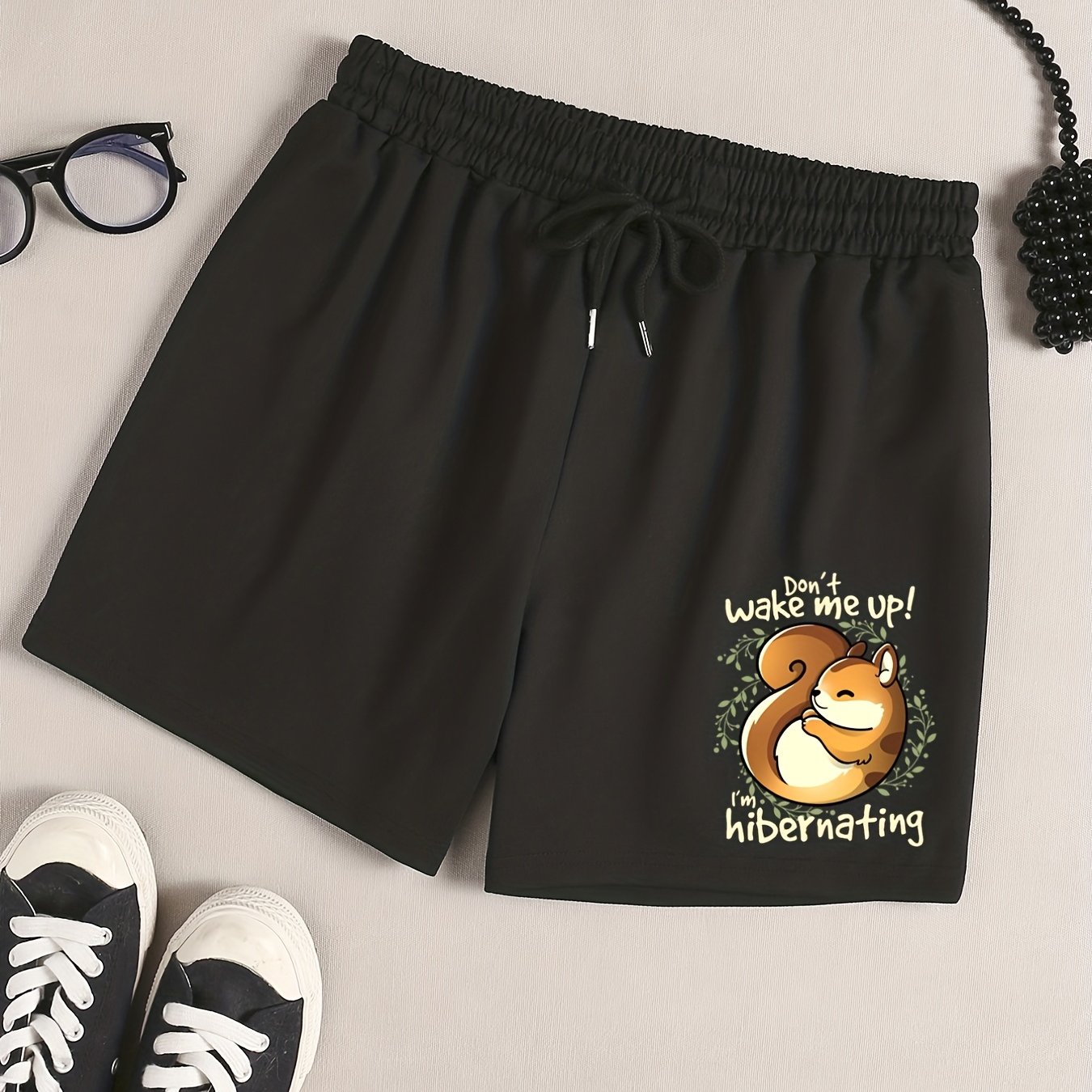 Women's Plus Squirrel Print Sporty Pajama Shorts