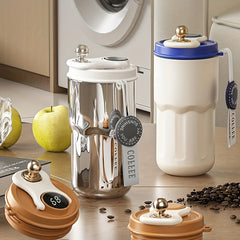 Insulated Stainless Steel Vacuum Cup with Temp Display for Hot & Cold Drinks