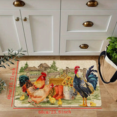 Vintage Chicken Print Mat Anti-slip Kitchen Rug