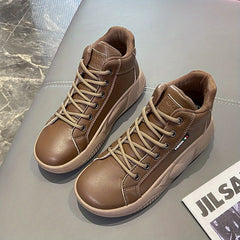 Women's Round Toe Lace-Up Platform Sneakers Comfortable Shoes