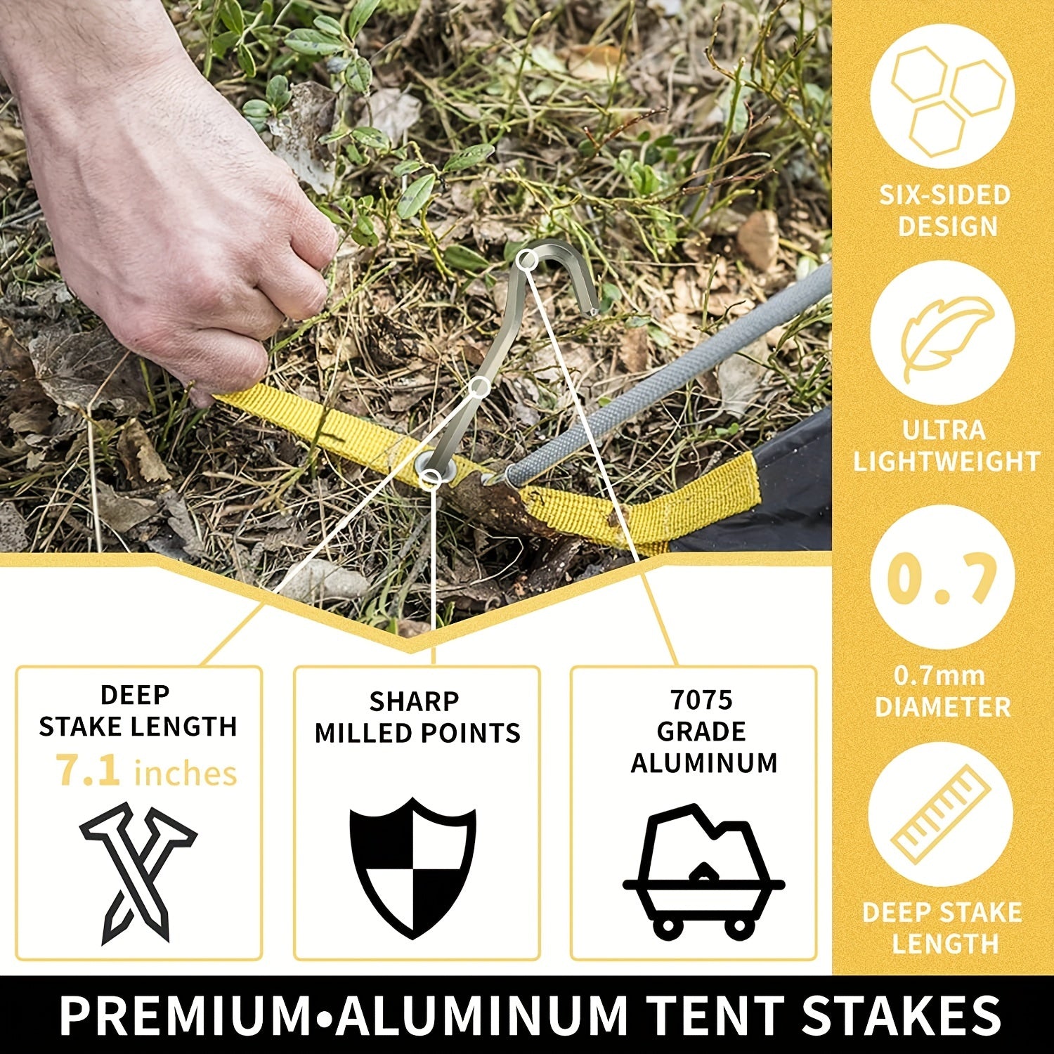 5pcs Hexagonal Aluminum Tent Pegs for Secure Camping