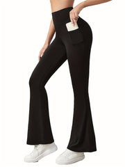 High Waist Yoga Flare Pants with Side Pocket