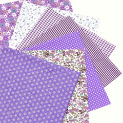 7pcs Purple Square Quilted Cotton Patch Fabric Bundle DIY Handcraft Sewing