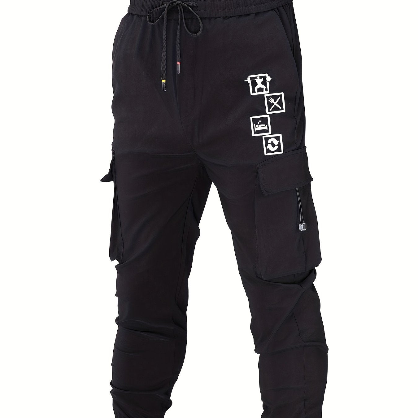Funny Pattern Cargo Pants Men Flap Pocket Trousers Loose Casual Outdoor