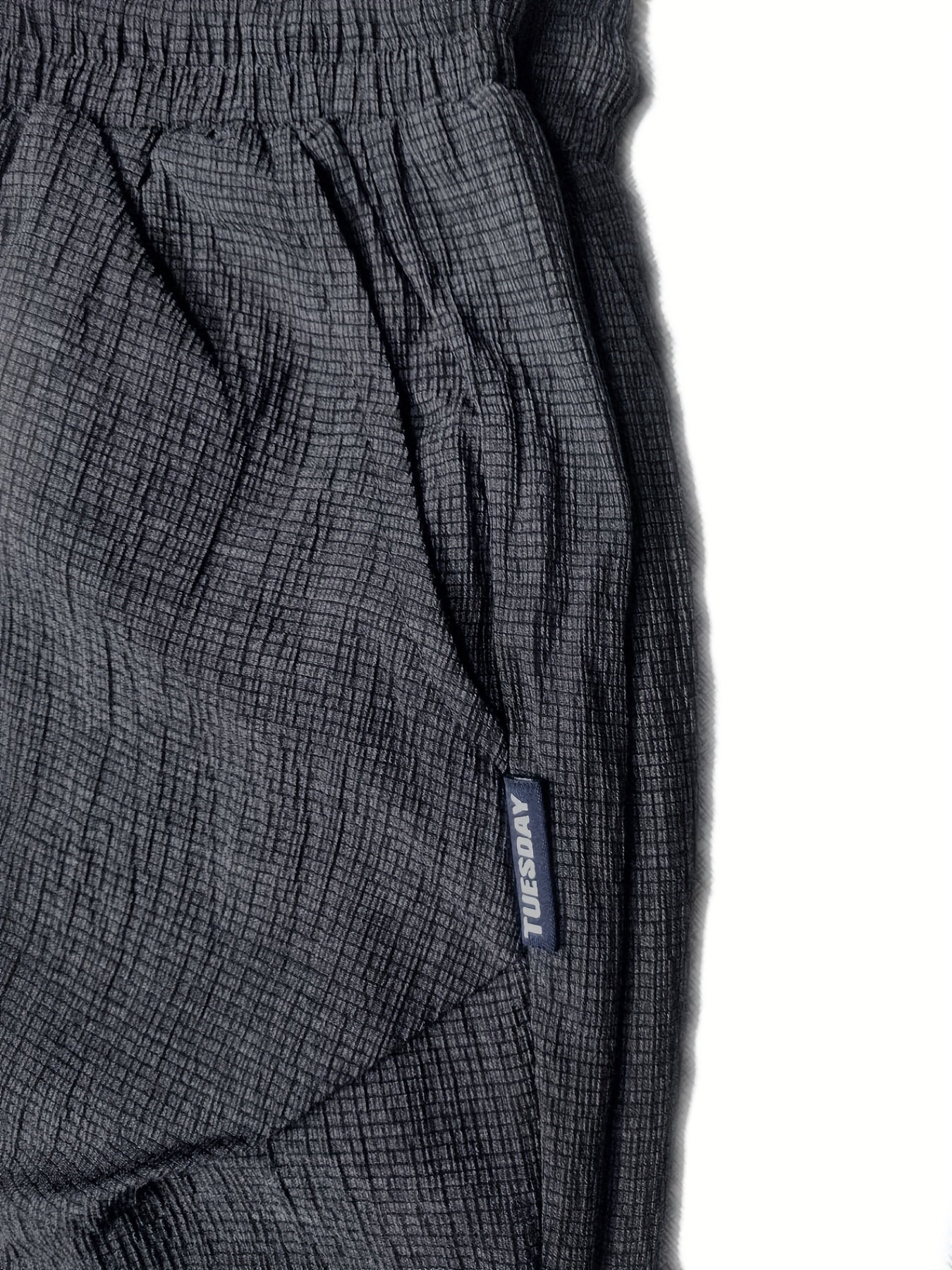 Men's Breathable Solid Shorts with Side Pockets - Drawstring Elastic Waist