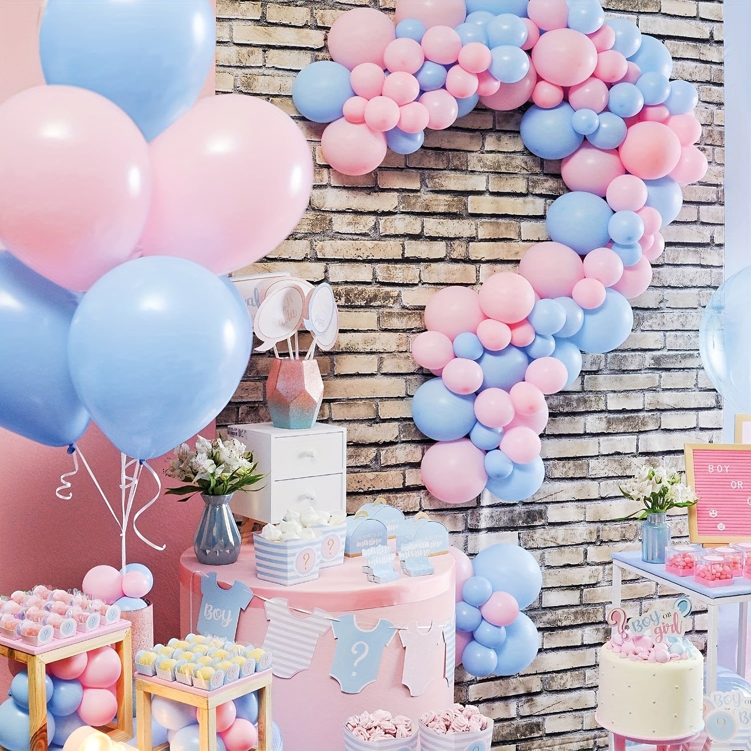 120pc Gender Reveal Pink Balloons Macaron Latex Balloons Garland Arch Kit