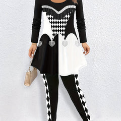 Graphic Print Long Sleeve Top & Leggings Set