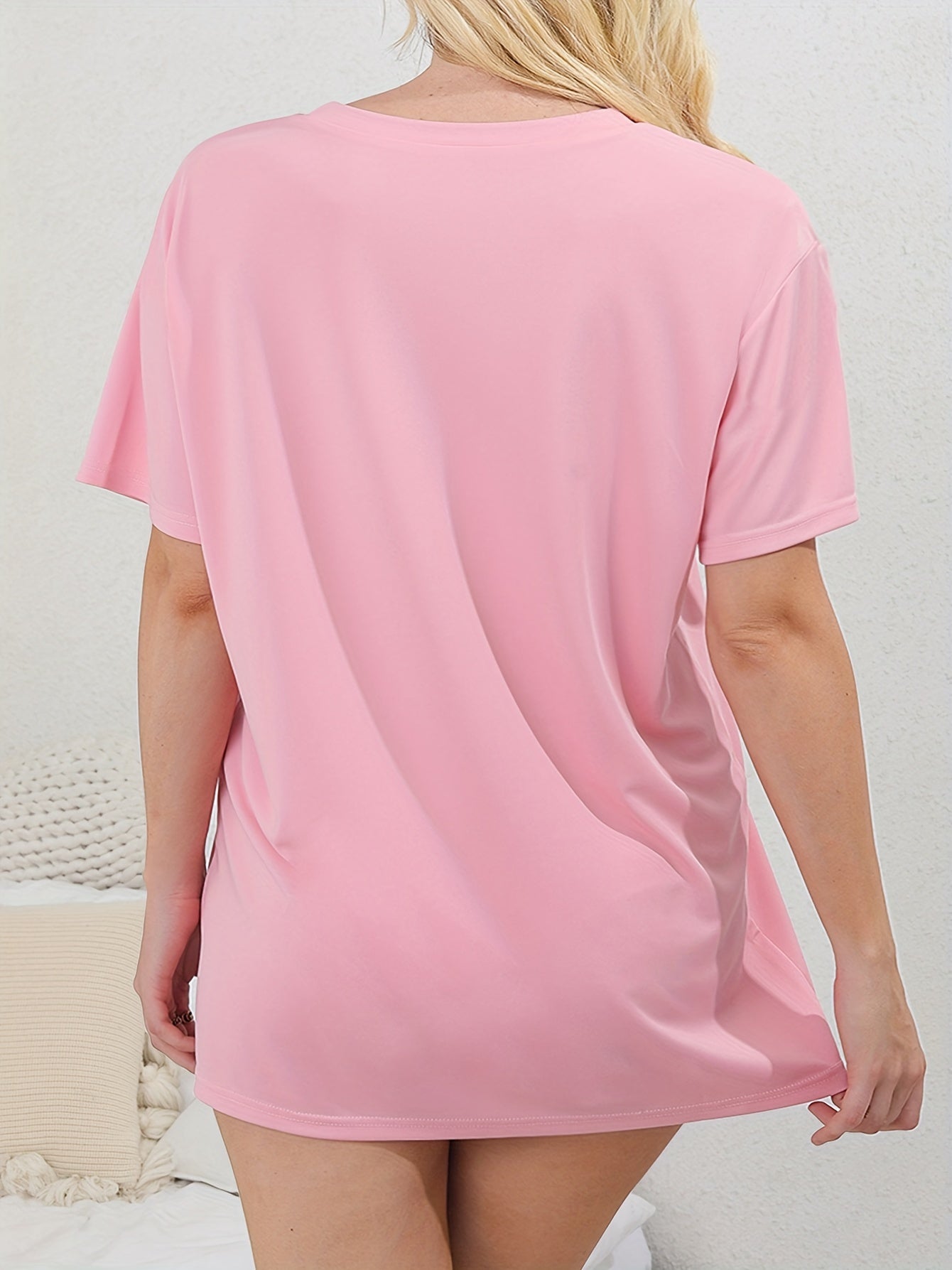 Slogan Print Round Neck Sleep Dress