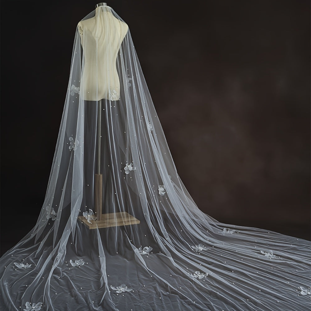 3D Floral Bridal Veil Headpiece Hand Wash Wedding Accessory