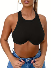 Ribbed Crop Tank Top Racerback Sleeveless Summer Top