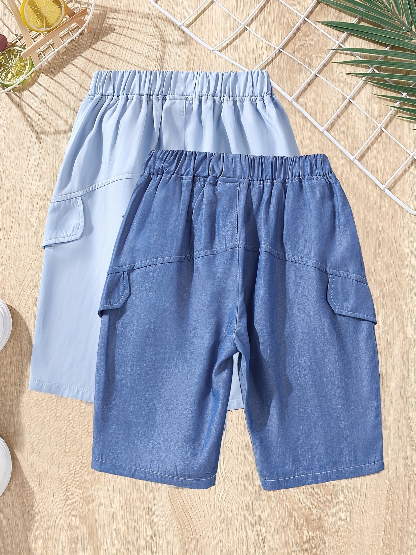 2pcs Boys Soft Denim Shorts Casual Summer Shorts