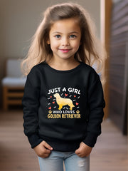 Girls Dog Pattern Crew Neck Sweatshirt For Spring Fall Christmas Gift