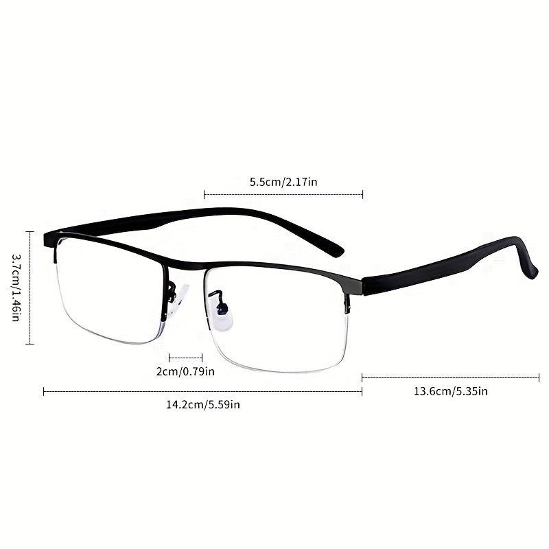 Men's Half Frame Presbyopic Hyperopia Glasses + Case
