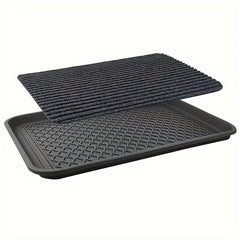 Shoe Tray With Mat For Entryway Pet Food Bowl Storage Tray