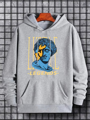 Head Statue Print Hoodie Men's Casual Pullover Hooded Sweatshirt