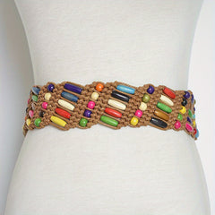 Boho Candy Beaded Belt for Women Vintage Dress Girdle