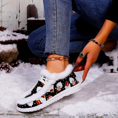 Women's Winter Christmas Style Snow Boots with Santa & Gift Motifs