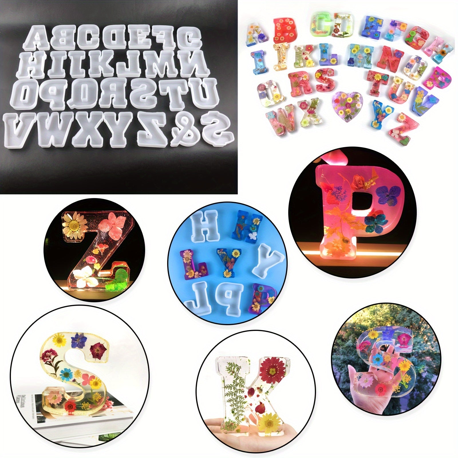 Resin Letter Pendant Molds - 3D Alphabet A-Z Symbols