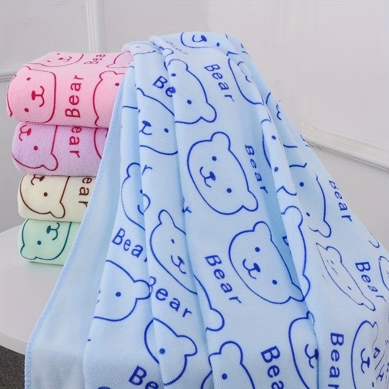 Bear Pattern Beach Towel Ultra Soft Fade Resistant Absorbent Polyester Towel