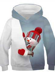 Kids 3D Christmas Snowman Hoodie Sweatshirt
