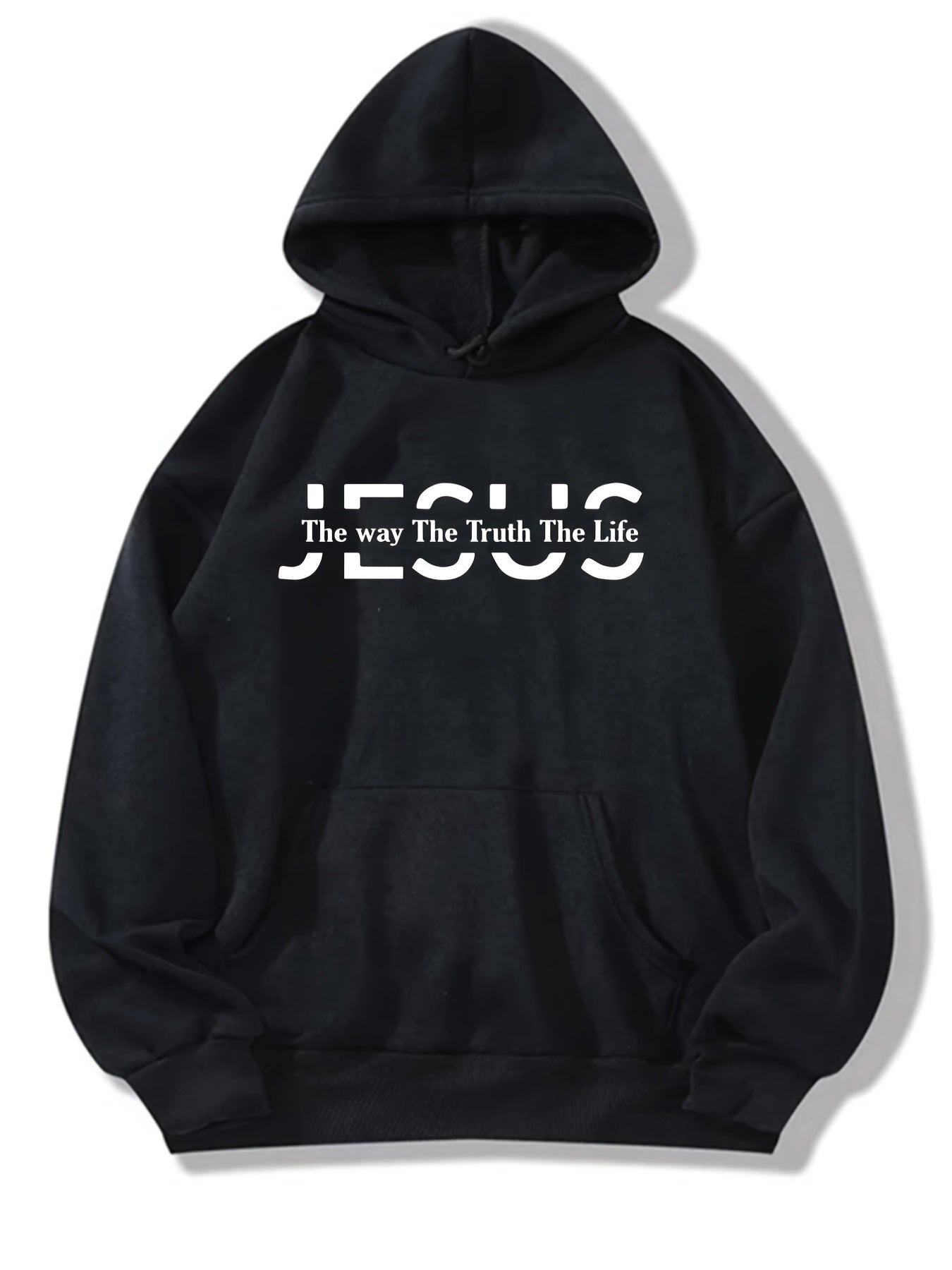 Jesus Print Hoodies Drawstring Kangaroo Pocket Sweatshirt
