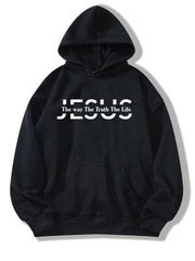 Jesus Print Hoodies Drawstring Kangaroo Pocket Sweatshirt