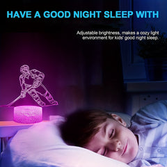 Hockey Player 3D Night Light 16 Colors Remote Control Room Decor