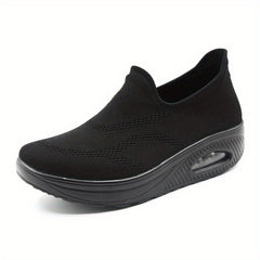 Women's Mesh Slip-On Walking Shoes Air-Cushioned Breathable Sneakers