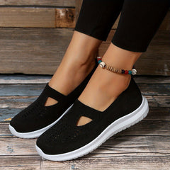 Women's Cut Out Knitted Sneakers Casual Slip On Shoes
