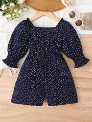 Girls Polka Dot Puff Sleeve Jumpsuit
