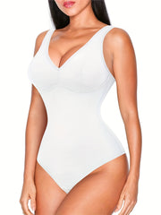 V Neck Body Shaper Waist Trainer Tummy Control Compression Bodysuit