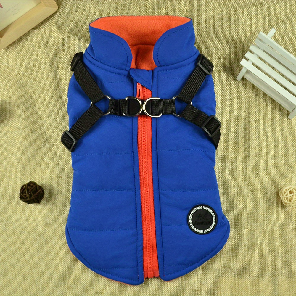 Cozy Padded Dog Vest w/ Harness for Outdoor Adventures