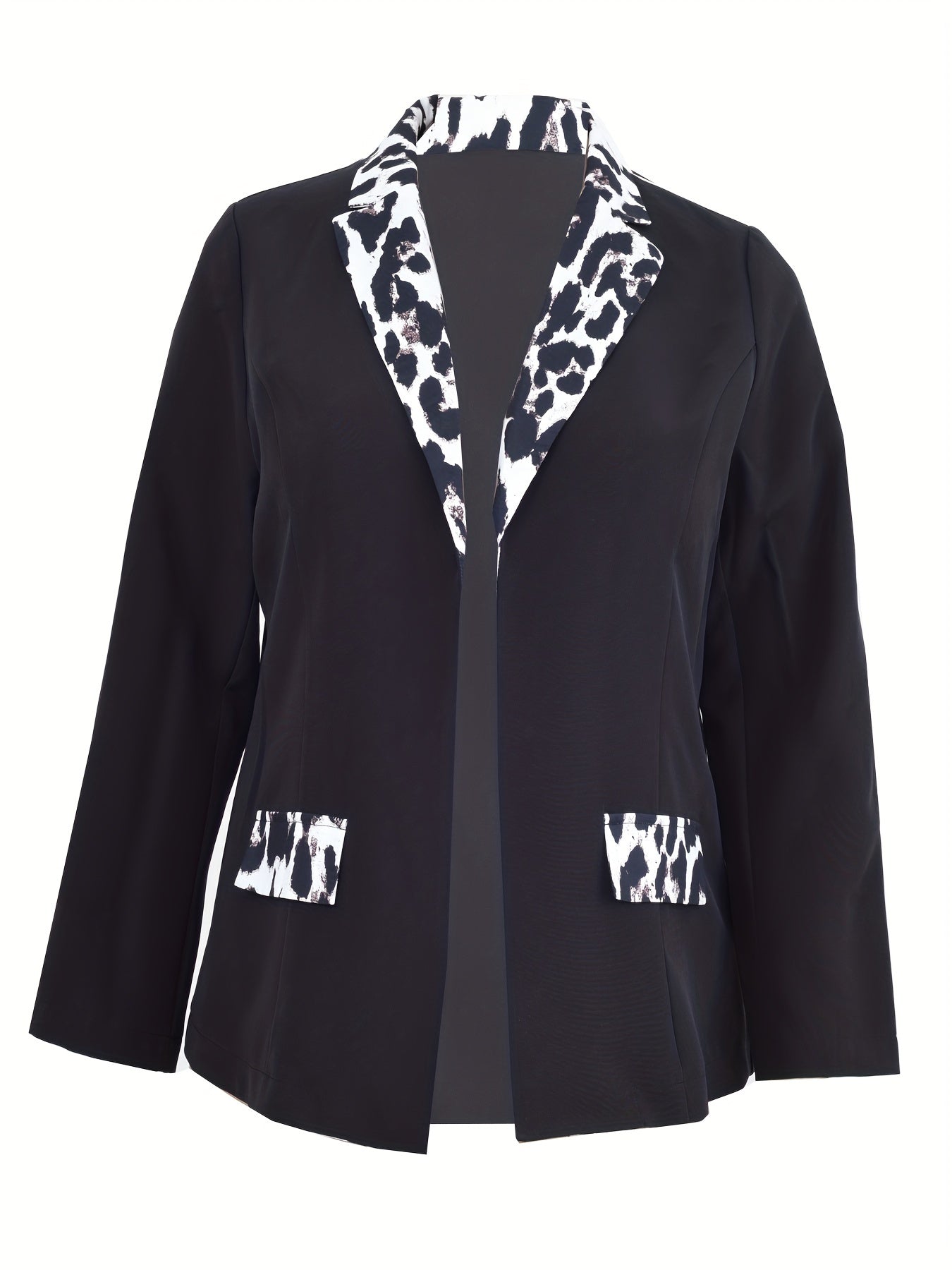 Colorblock Leopard Print Blazer