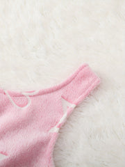 Star Pattern Plush Pajama Set Sleeveless Crop Top & Loose Pants