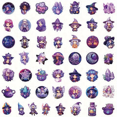 50pcs Purple Cartoon Graffiti Stickers Waterproof DIY Sticker Pack