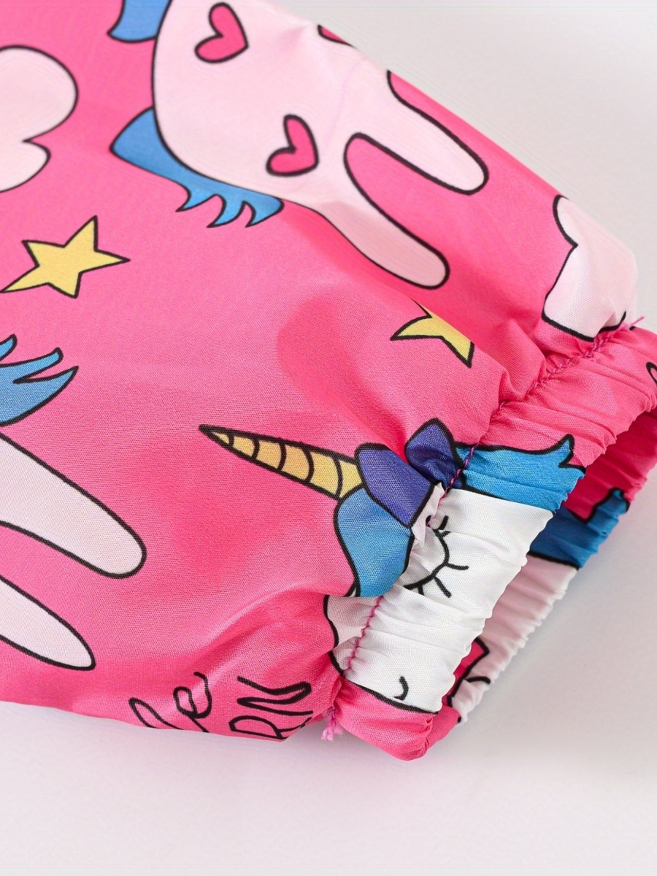 Girls Unicorn Print Hooded Jackets Zip Up Pockets Raincoats