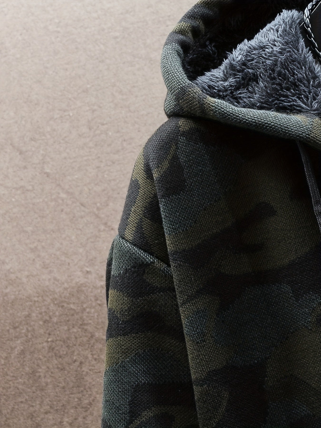Camouflage Pattern Hooded Cardigan Sweater Men's Zip Up Coat