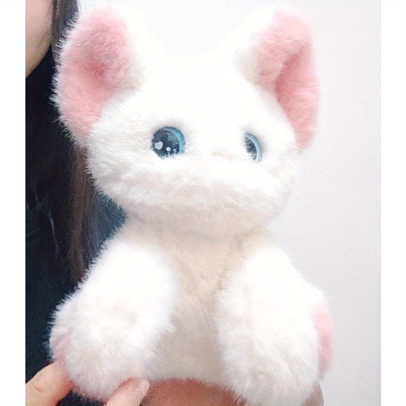 Cat Plush Toy w/ Table & Bunny Ears Soft Faux Fur Puppy Girls Couples Birthday
