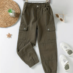 Boys Casual Cargo Pants Elastic Waist Jogger Pants With Pocket Kids Clothes