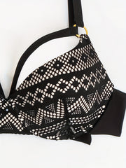 Geo Print Strappy Bikini Set