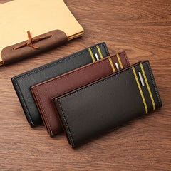 Men's Casual Litchi Embossed Long Wallet With Card Slots
