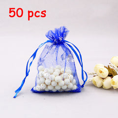 Organza Bags Silver Stamped Butterfly Wedding Favor Drawstring Jewelry Gift Bags