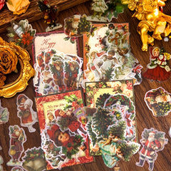 30pcs Retro Cartoon Happy Christmas Series PET Stickers Set DIY Journal Album