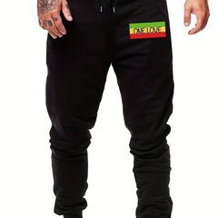 Men's Graffiti ONE LOVE Flag Pattern Printed Trousers