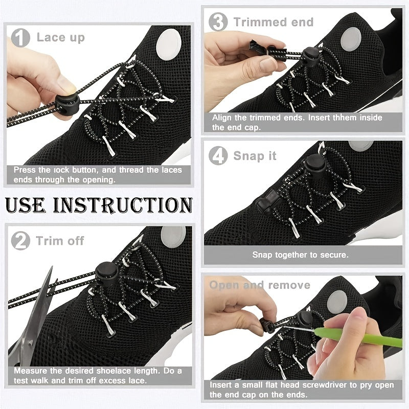No Tie Shoe Laces Elastic Stretching Lock Lazy Laces Quick Rubber Shoelace