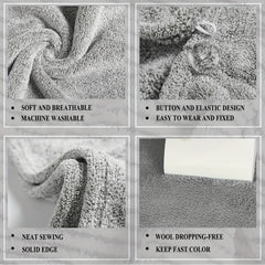 2pcs Bamboo Fiber Hair Drying Cap Double layer Thickened Hair Towel