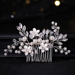 Rhinestone Faux Pearl Flower Hair Comb Pin Bridal Wedding Party Decor