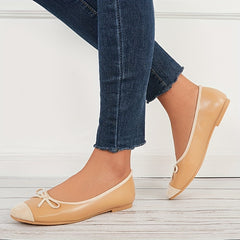 Bowknot Ballet Flats Cap Toe Soft Sole Slip On Shoes for Women